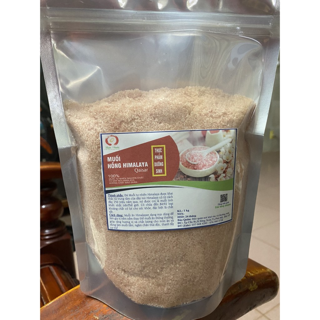 Muối Hồng Himaylaya - Dạng nhuyễn - Muối tự Nhiên Qaisar - Túi ziplock 1 kg