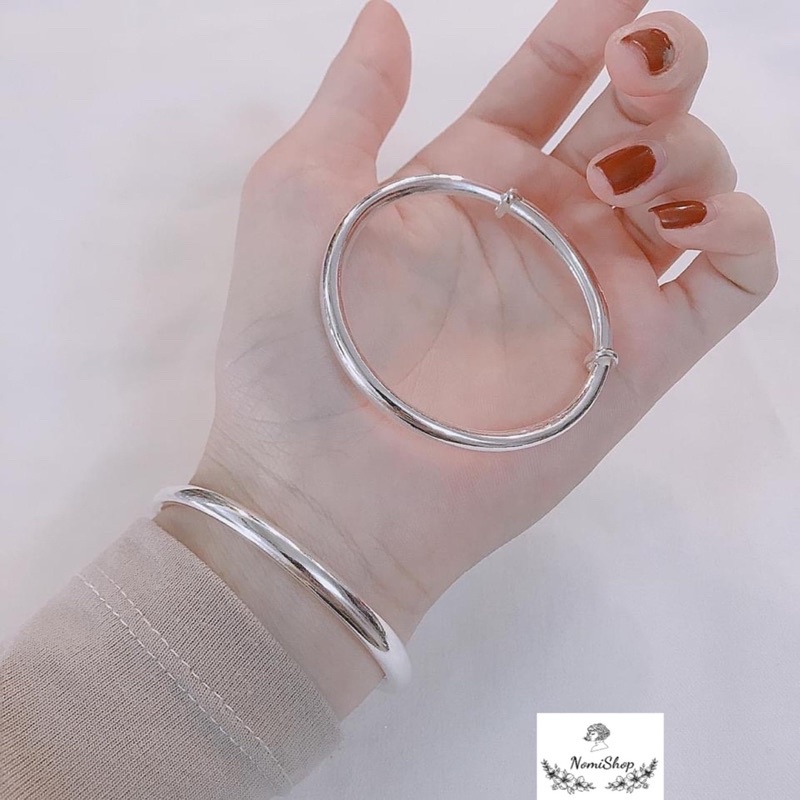 ♀Vòng tay Lắc Kiềng trơn Bạc ta. mẫu cổ điển từ thời cha ông. Bóng loáng lấp lánh - nomi