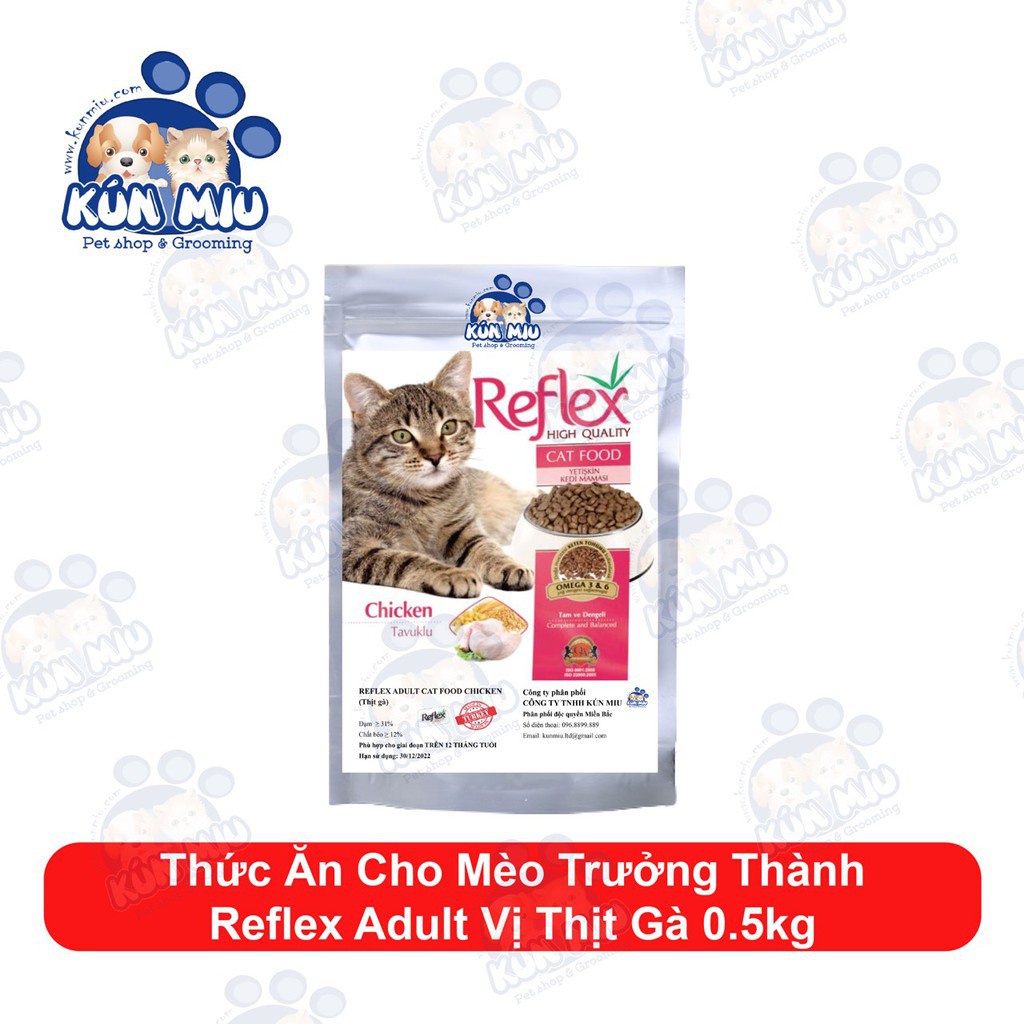 Combo thức ăn dành cho mèo Me-o adult vị cá ngừ 350g và thức ăn mèo reflex adult 0.5kg
