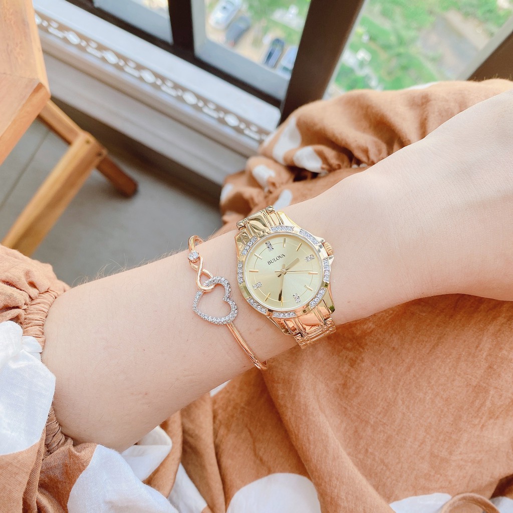Đồng hồ nữ chính hãng Bulova 98L220 - Máy Quartz pin - Kính cứng