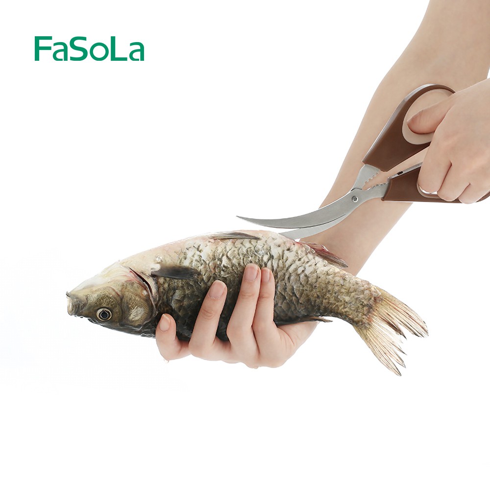 Kéo cắt hải sản, tách vỏ tôm cua, lưỡi cong chuyên dụng bằng thép không gỉ FASOLA FSLPS-211