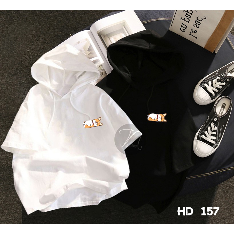 Áo Hoodie tay lỡ 💖𝑭𝑹𝑬𝑬𝑺𝑯𝑰𝑷 💖 Áo in hình logo chó nằm - HD 157