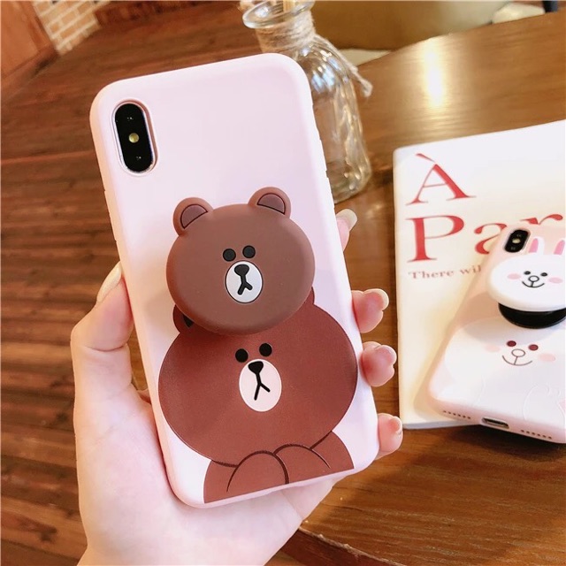 [Iphone] Ốp Lưng Gấu Brown và Thỏ Cony ( kèm pop) ip 5/5s/6/6s/7/8/6pl/6spl/ 7pl/ 8pl/ X/ Xs /Xs max