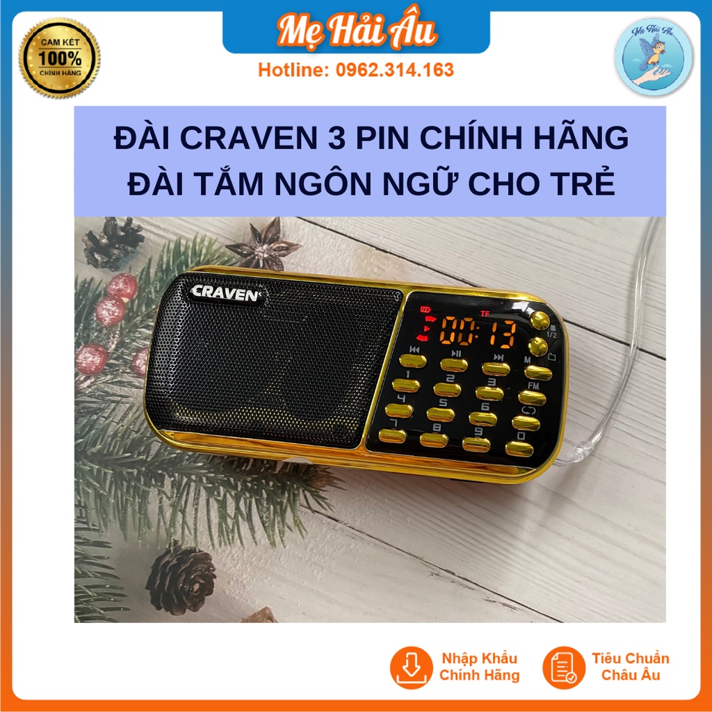 Đài tắm ngôn ngữ cho bé - Craven chính hãng 3 pin CR 853 - Loa nghe cho bé từ sơ sinh