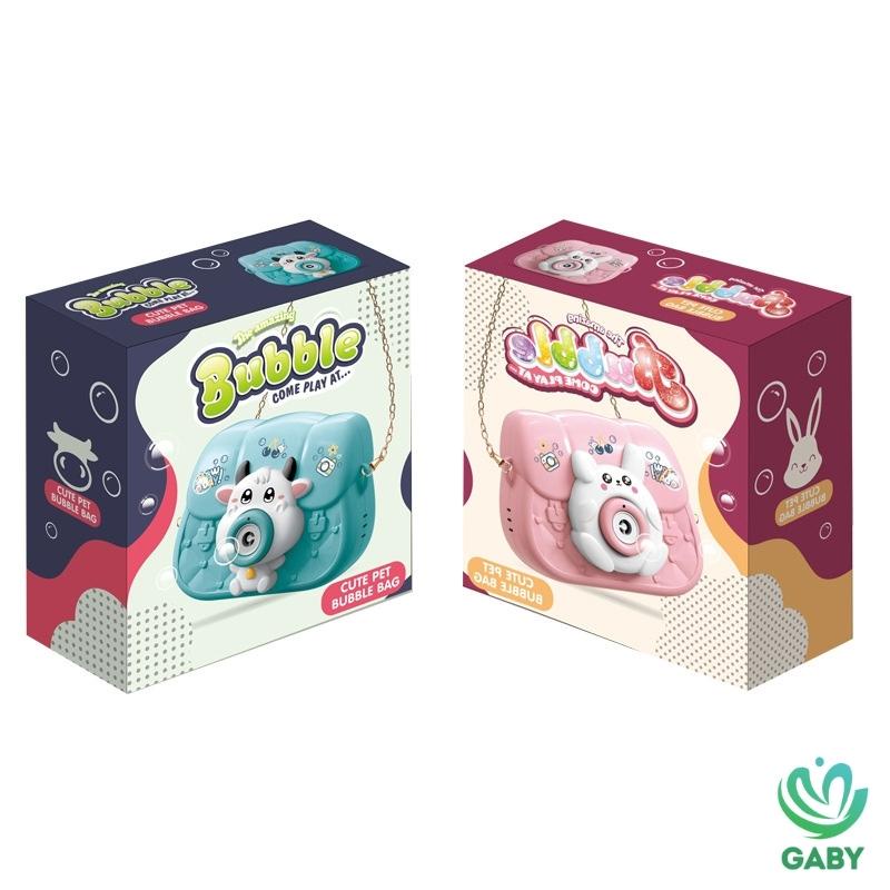 Máy thổi bong bong bóng hình túi xách động vật dễ thương tặng kèm 3 pin AA GABY Máy ảnh bắn bong bóng tự động phát nhạc