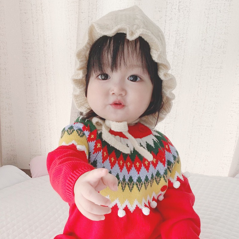 Mũ len công chúa viền bèo cho bé cực xinh MS-02