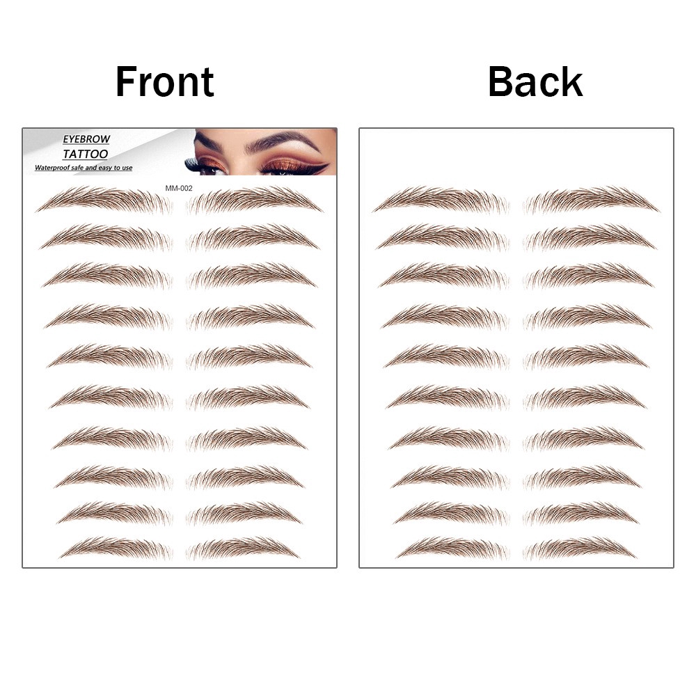 11 Pairs Waterproof Hair-like Eyebrows Stickers/ Long Lasting Water Transfer False Eyebrows Decals/ Eye Brow Tattoo Sticker Makeup Tools