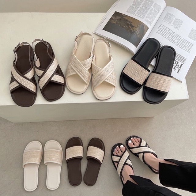 Sandal nữ đế bệt quai chéo chéo mùa hè 2022 (kèm hình thật)