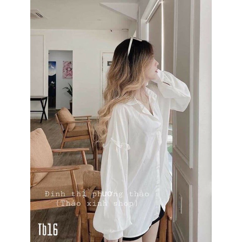 Áo sơ mi tay phồng form rộng y hình mẫu mặc(Ảnh thật 100%) | BigBuy360 - bigbuy360.vn