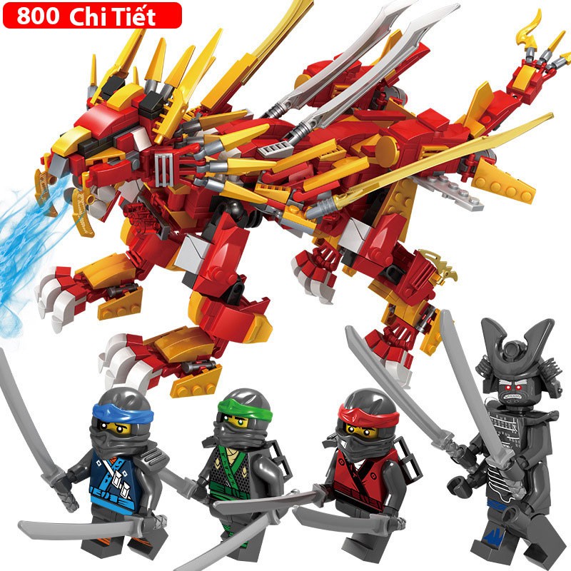 Đồ chơi lắp ráp Rồng Ninja Lego Ninja vơi hơn 800 chi tiết nhựa ABS cao cấp