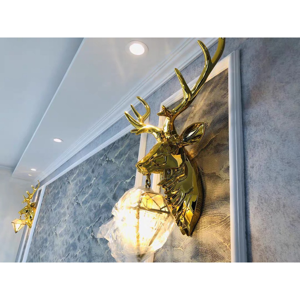 Decor đẹp - Đèn treo tường hình hươu vàng, đèn treo tường trang trí , kích thước 50x73cm, tặng kèm bóng led