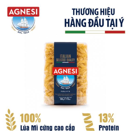 Nui xoắn Fussili Agnesi 500g