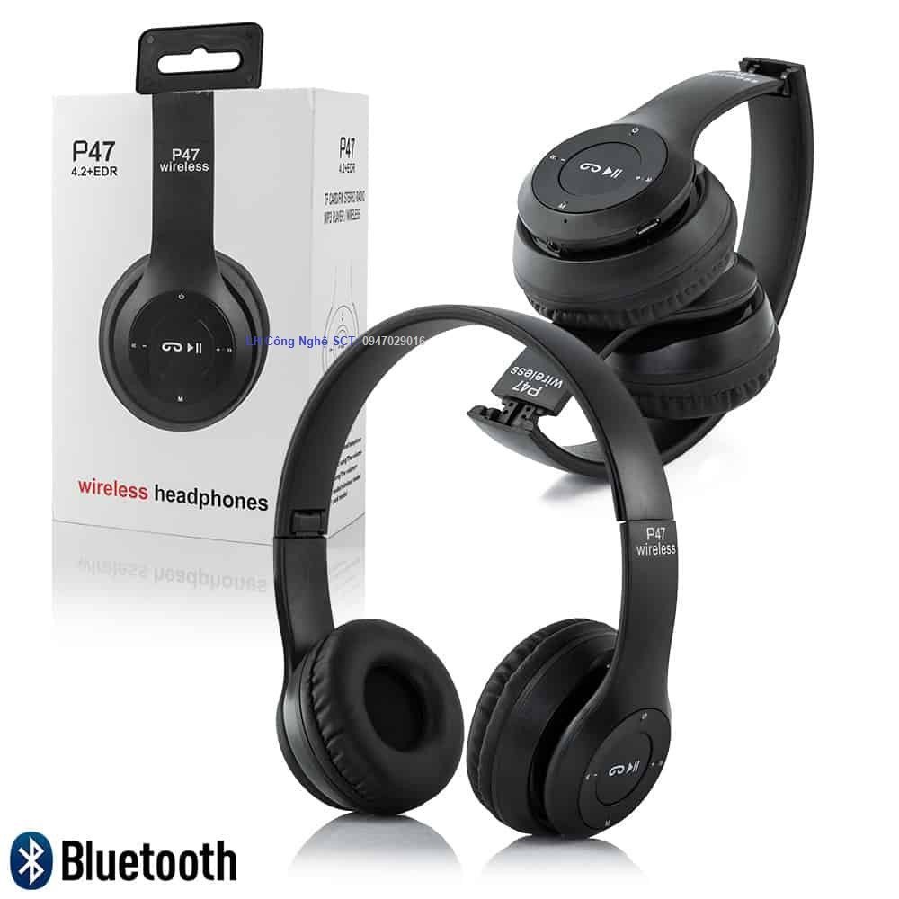 Tai nghe bluetooth không dây chụp tai headphone nghe nhạc điện thoại dùng được cho cả laptop máy tính pc chống ồn