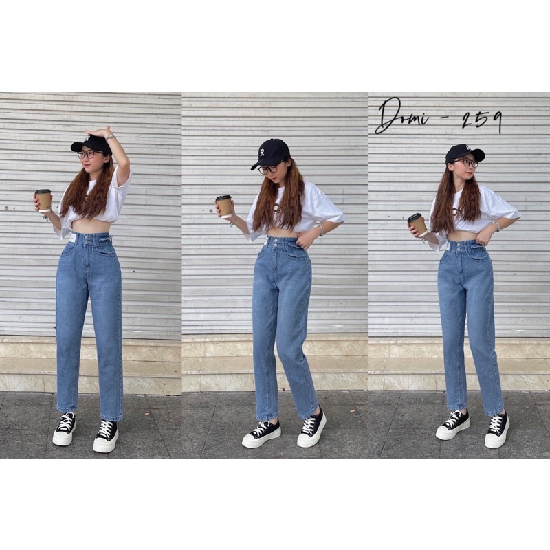 Quần bò baggy màu xanh túi nắp có tag trắng siêu cưng  Lê Huy fashion Ms 259