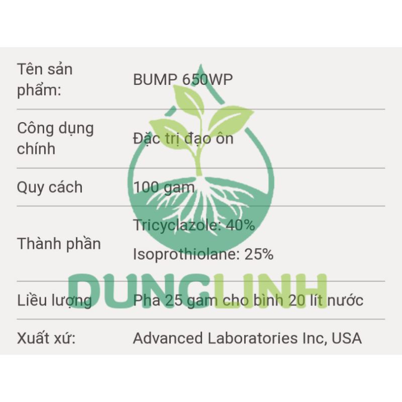 THUỐC TRỪ BỆNH BUMP 650WP ADC - ĐẶC TRỊ CHÁY LÁ, ĐẠO ÔN CỔ BÔNG
