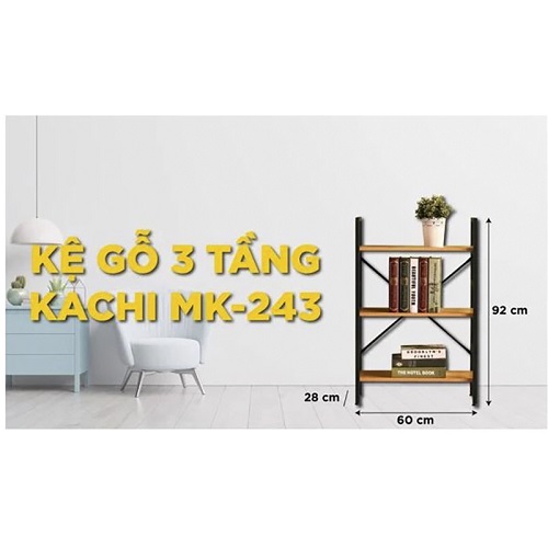 Kệ Gỗ Chân Sắt 3 Tầng Kachi MK243 (60 × 92CM)