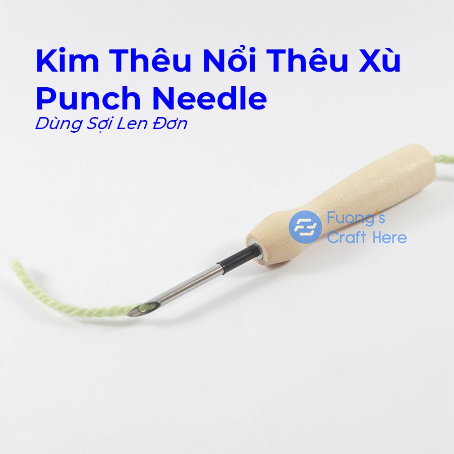 Kim Thêu Nổi Thêu Xù Punch Needle Dùng 1 Sợi Len Đan Móc (Sợi Đơn -2mm) Chuôi Gỗ Dành Cho Người Mới Bắt Đầu