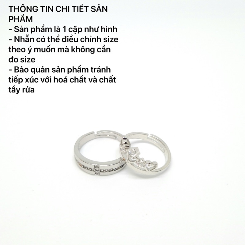 Nhẫn đôi nam nữ đính đá tình yêu đẹp bạn thân giá rẻ NB01