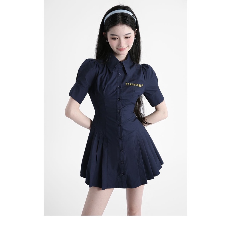 Đầm dáng sơ mi tay ngắn thời trang hè cho nữ