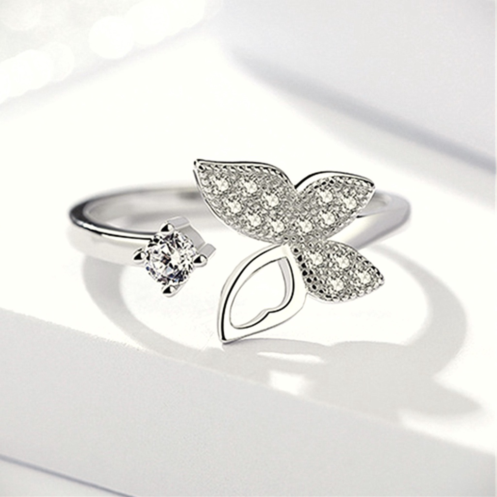Nhẫn hở free size hình cánh bướm chất liệu bạc ta sang trọng nữ tính
