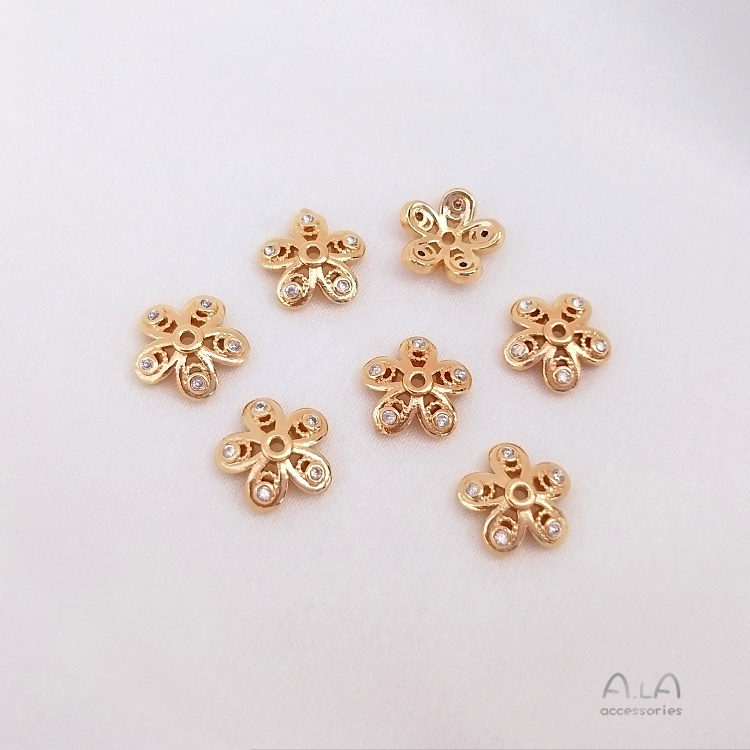 Hạt Xỏ Vòng Tay Hình Hoa Tuyết zircon Bằng Đồng 14K Màu Sắc Tùy Chọn DIY
