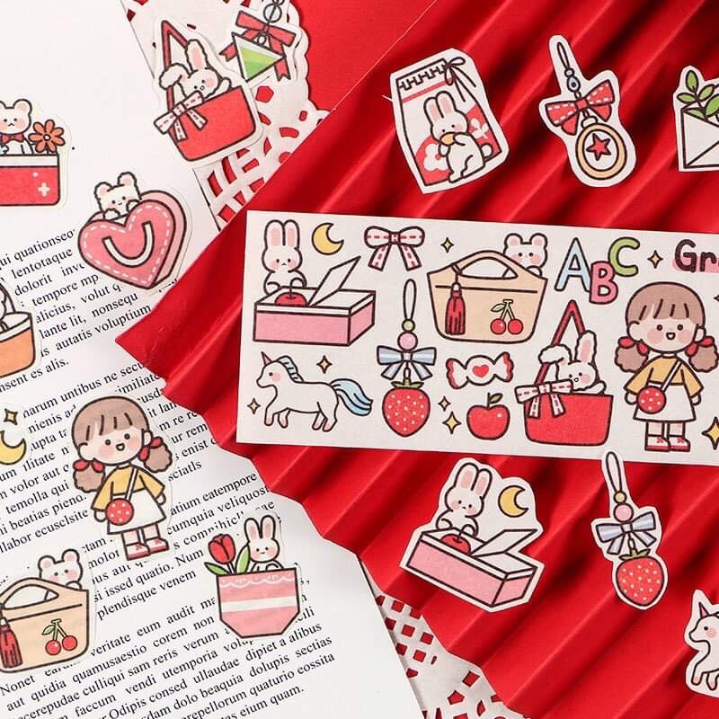 Sticker02 cô bé mầu đỏ dễ thương