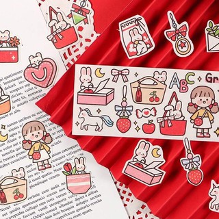 🍎Sticker02 cô bé mầu đỏ dễ thương