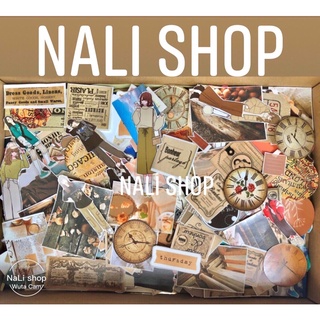 SET VINTAGE RETRO CỔ ĐIỂN (STICKER HÌNH DÁN + GIẤY NỀN), trang trí sổ, bullet journal