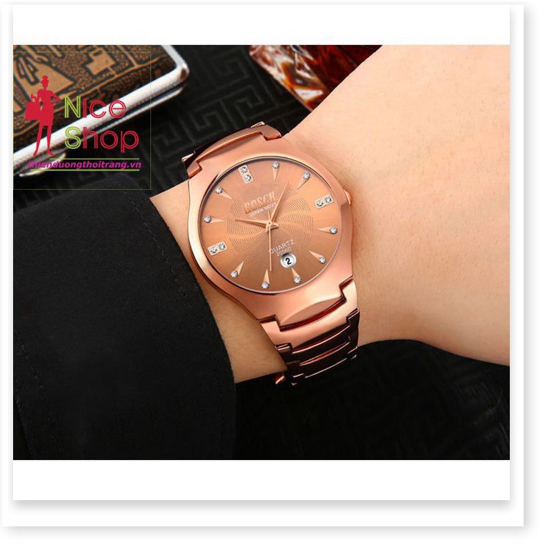 Xả Kho - Đồng hồ nam nữ dây thép BOSCK 3 kim thời trang phong cách classic có hiển thị ngày chống nước