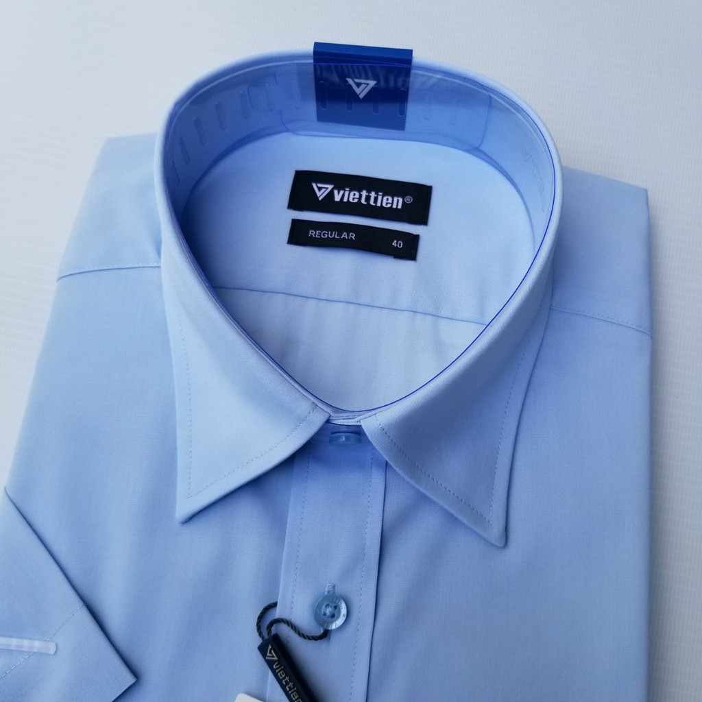 Aó sơ mi nam màu xanh da trời ngắn tay Việt Tiến , chính hãng , cao cấp – form suông  REGULAR- tà bầu | BigBuy360 - bigbuy360.vn