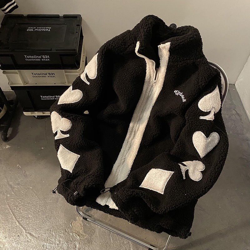 Khoác Lông Tim Tay Nam Nữ Unisex Dáng Rộng Chất Lông Dày Mịn Uzzlang