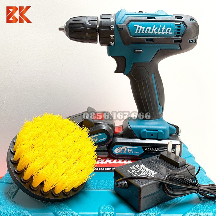 Máy Khoan MAKITA 21V 2 PIN DẸT- Tặng Đầu chải, Pin 5 Cell, 100% đồng, Máy bắt vít, vặn vít, khoan gỗ