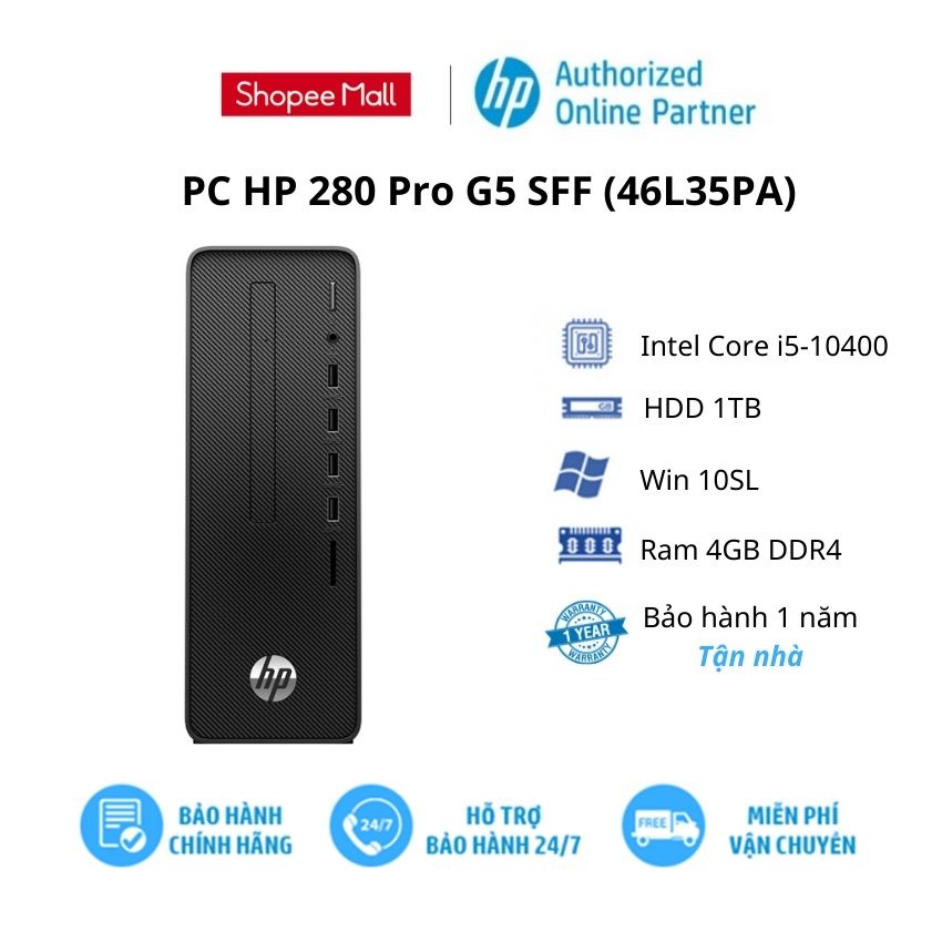 [ELGAME20 giảm 10% đơn 15TR max 2TR] PC HP 280 Pro G5 SFF (46L35PA)/ Intel Core i5/ RAM 4GB/ HDD 1TB/ Win 10SL/ 1Yr