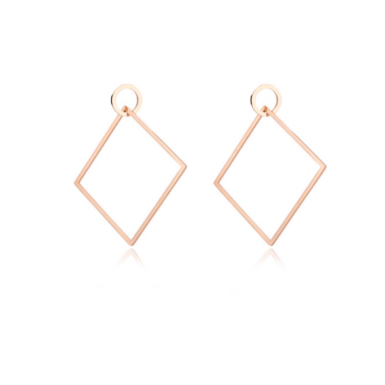 Bông Tai Dự Tiệc Hình Vuông To Titan Ko Han Rỉ TT 4346