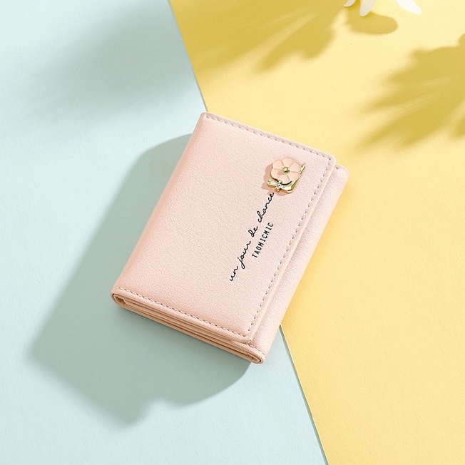 Faya - Ví ngắn cầm tay ngăn bấm đính hoa V161