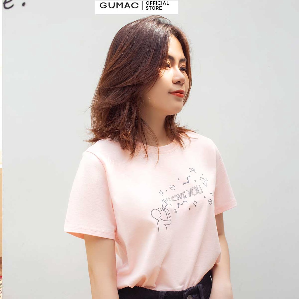 [Mã WABRGUM giảm 10% tối đa 30K đơn 99K] Áo thun nữ thời trang GUMAC thiết kế in chữ ATC01028