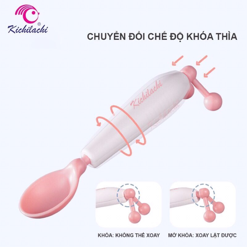 Muỗng thìa chống đỗ, báo nóng Kichi xoay 360 độ 2 chức năng thông minh cho bé