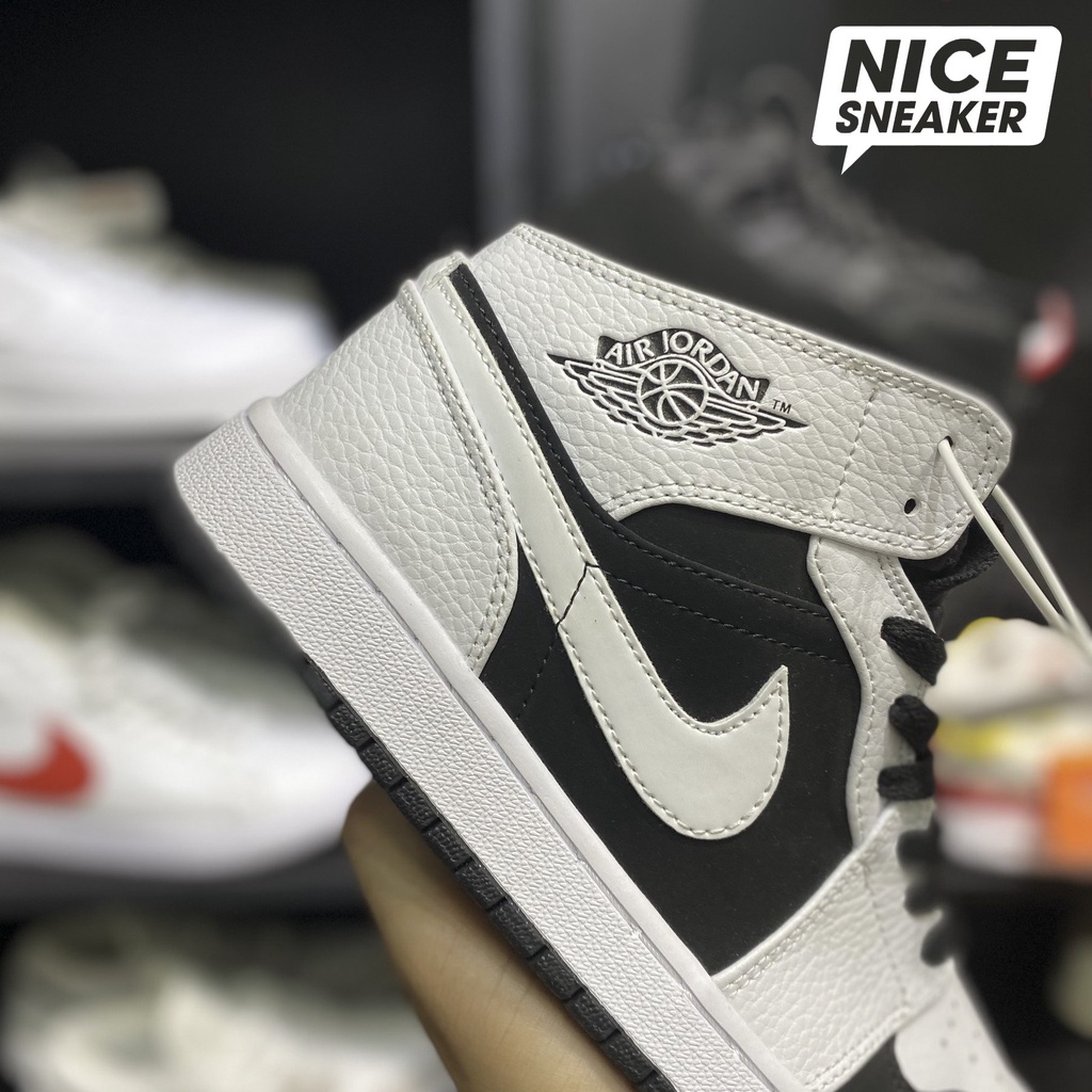 Giày Jordan 1 Mid White Black  - Phiên bản 1:1 chuẩn | Nice Sneaker