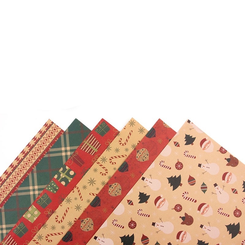 Cuộn giấy gói quà kraft phong cách Giáng Sinh retro trang trí