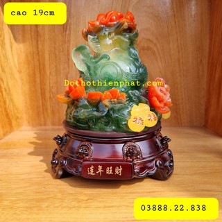 Tỳ Hưu phong thủy xoay hồ lô cao 19cm màu xanh loại 1