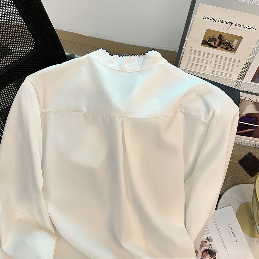 Áo Sơ Mi chiffon Dài Tay Phối Nơ Thời Trang Mùa Thu Mới Cho Nữ