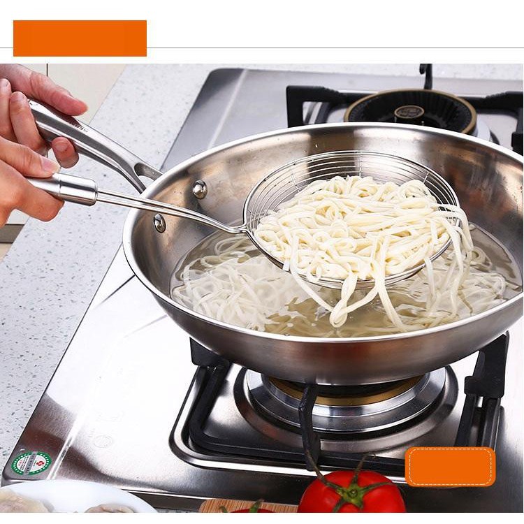 Vợt chiên vớt ráo dầu cán inox - 13x35 cm,vợt chiên đa chức năng