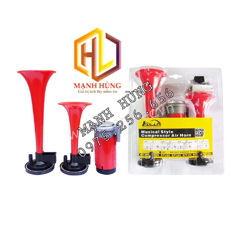 Còi Sinh Hơi 2 Loa Ngắn 24V (Cái) còi hơi, kèn hơi cho mọi loại xe. từ xe máy,xe đạp điện, ô tô