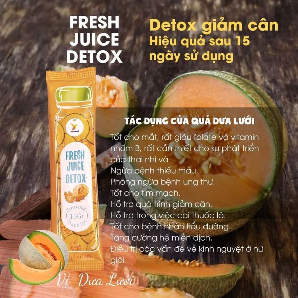 DETOX TRÁI CÂY GIẢM CÂN HAVYCO - FRESH JUICE DETOX hộp 15 gói