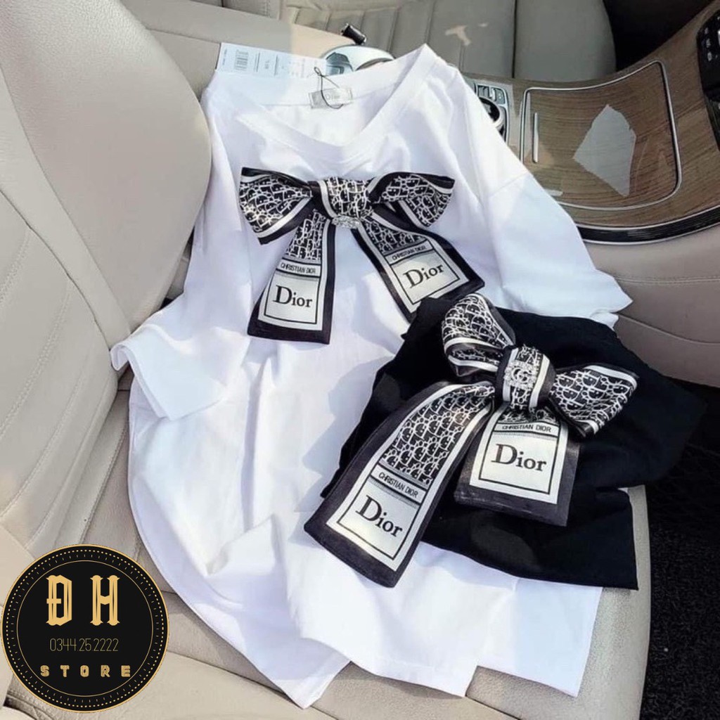 Áo Phông Áo Thun Nữ Có Đính Nơ Cổ Chất Liệu Cotton Fom Rộng Giấu Quần Hàng Quảng Châu Cao Cấp . | BigBuy360 - bigbuy360.vn