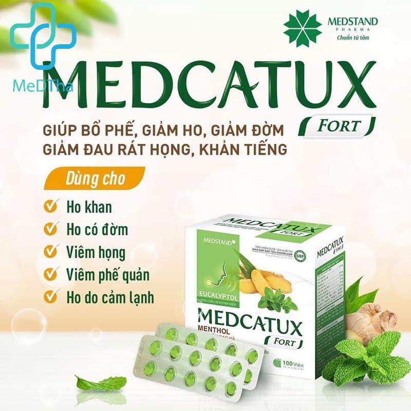 Viên Uống Medcatux Fort - Giúp bổ phế, giảm đau rát họng, ho kéo dài (Hộp 100 viên) [Chính hãng]