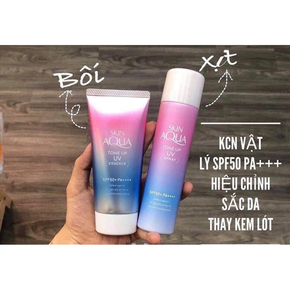 KEM CHỐNG NẮNG + XỊT CHỐNG NẮNG AQUA SKIN TONE UP UV SPRAY Nhật.