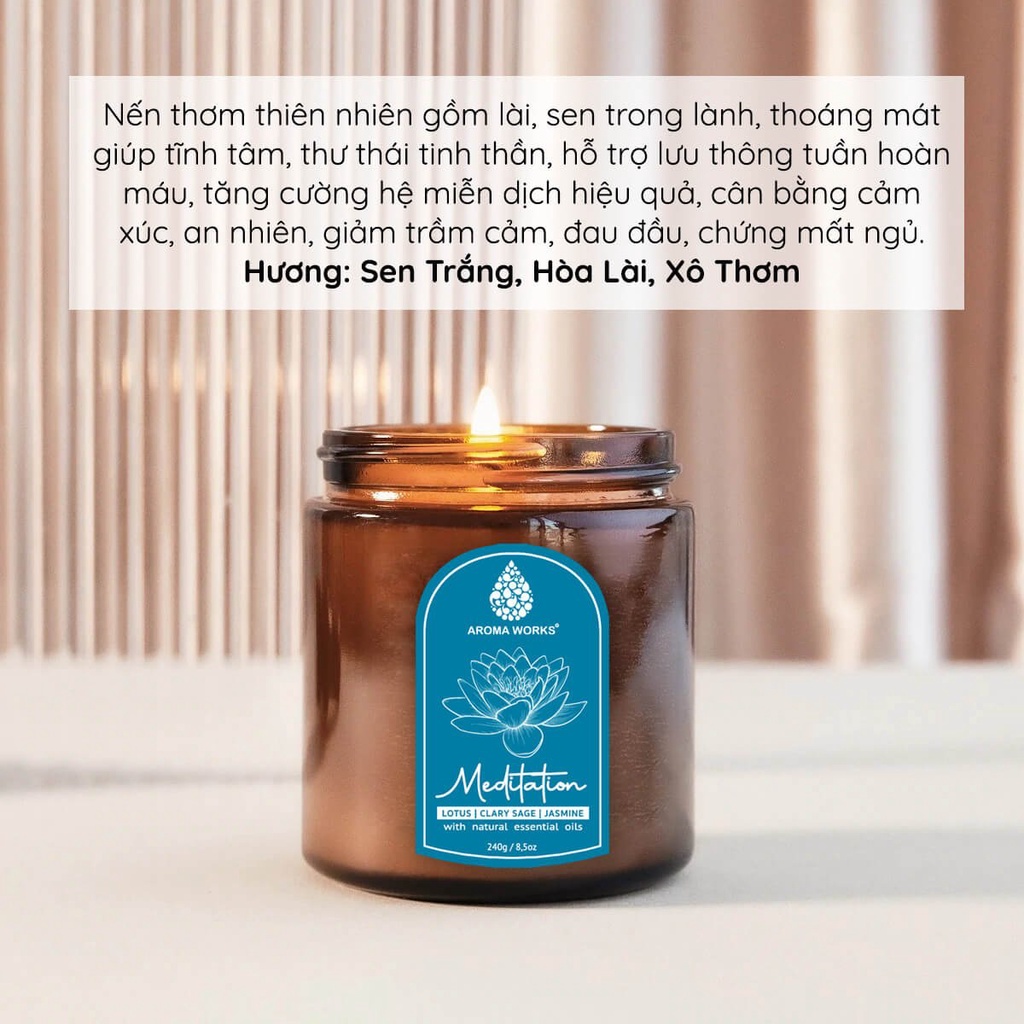Nến Thơm Thiên Nhiên Aroma Works Aromatherapy Scented Candle 240g