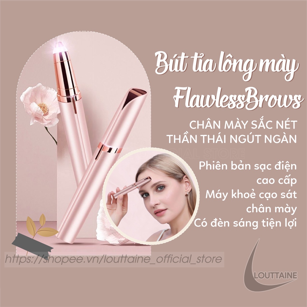 Máy tỉa lông mày Flawless Brows Bút tỉa lông mày cao cấp sạc điện điện có đèn rọi