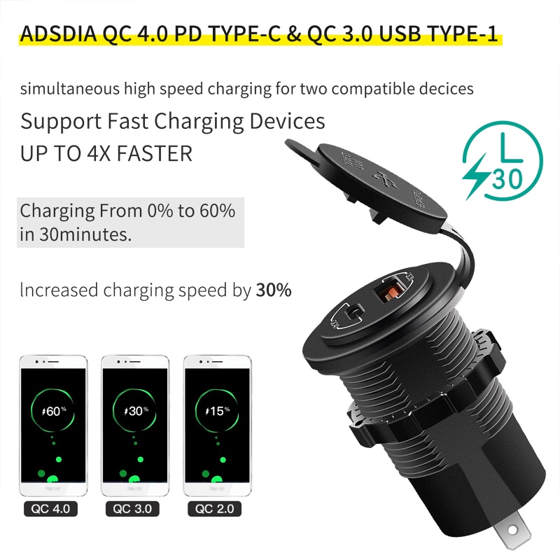 Bộ Sạc Điện Thoại Di Động Chống Nước Cho Xe Hơi Xe Tải Xe Máy